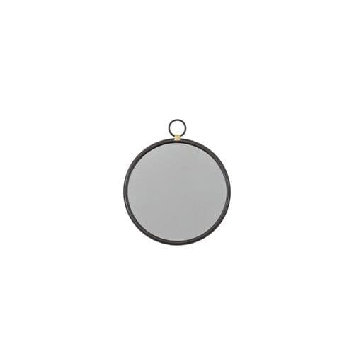 Matt black hanging loop medium round mirror FOE109516
