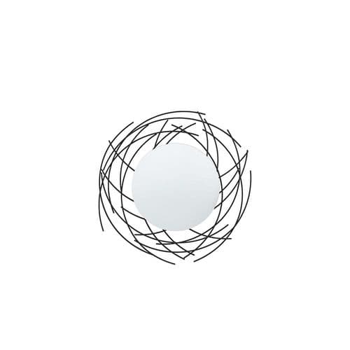 Matt black intricate metal frame round mirror FOE109508