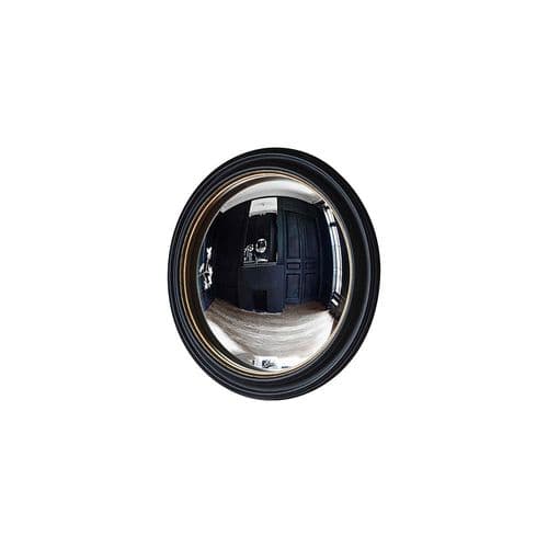 Matt black large round convex mirror FOE109738