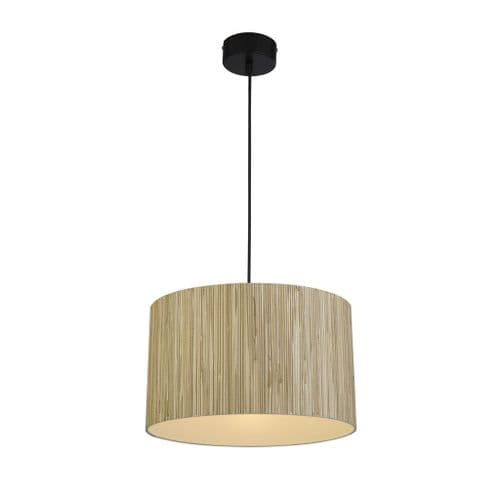 Meadow 1 Light Pendant convertible to Flush, Natural Grass Shade TFB49711BK