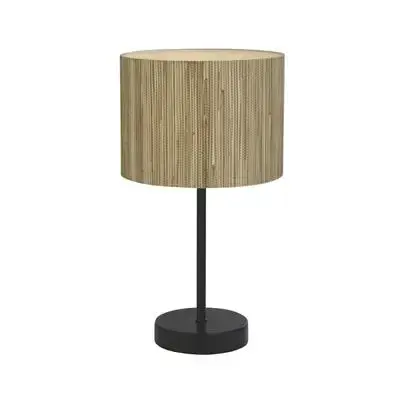 Meadow 1 Light Table Lamp, Natural Grass Shade and Black Metal TFB 49712BK