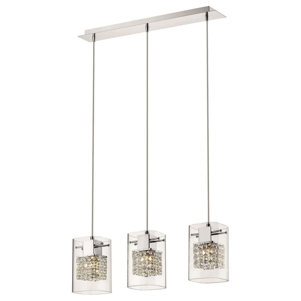 Meyton 3 Light Bar Fitting In Chrome Finish with Crystal and Glass
