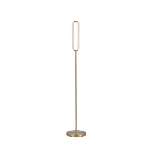 Mod LED Floor Lamp, Satin Brass Metal, Opal Acrylic & Clear
