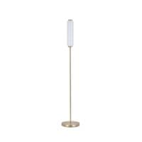 Mod LED Floor Lamp, Satin Brass Metal, Opal Acrylic & Clear