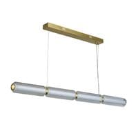 Mod LED Pendant, Satin Brass Metal, Opal Acrylic & Clear Gla