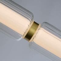 Mod LED Pendant, Satin Brass Metal, Opal Acrylic & Clear Gla