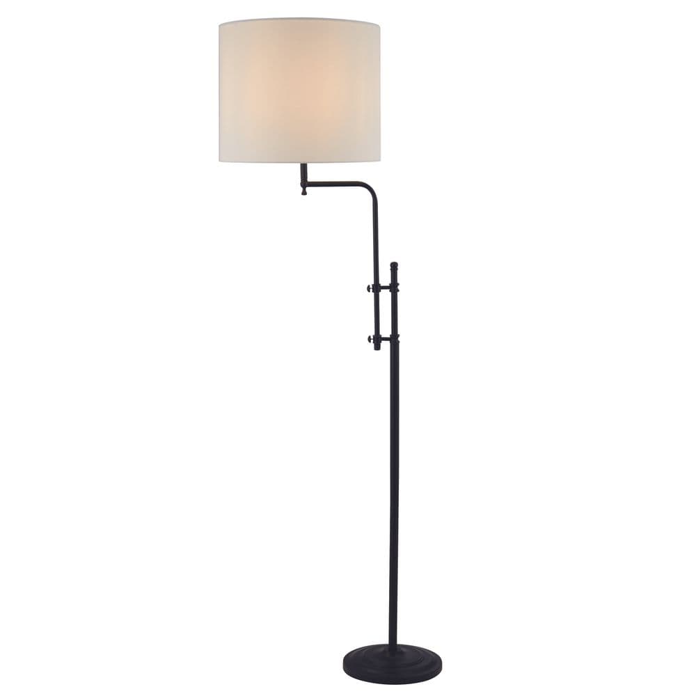 Munich Floor Lamp - Matt Black Metal & Natural Linen Shade