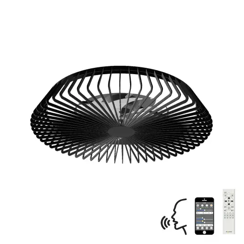 Muxia LED Dimmable Light DC Reversible Fan, Remote, APP & Alexa/Google Black