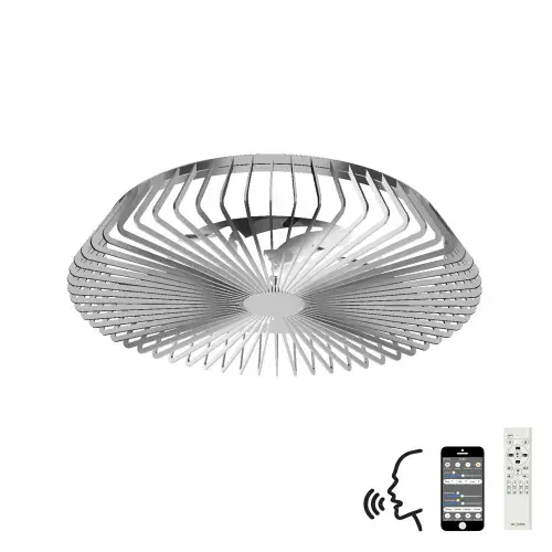 Muxia LED Dimmable Light DC Reversible Fan, Remote, APP & Alexa/Google Silver