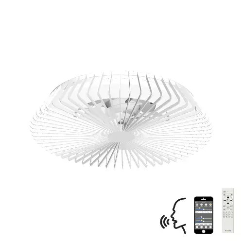 Muxia LED Dimmable Light DC Reversible Fan, Remote, APP & Alexa/Google White