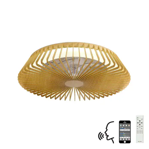 Muxia LED Dimmable Light DC Reversible Fan, Remote, APP & Alexa/Google Wood