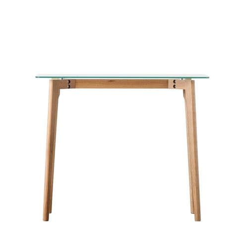 Natural oak and glass top console table FOE109462