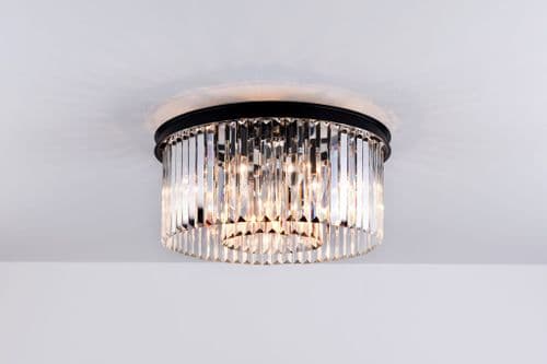 New York 6 Light Flushed Black And Clear Ceiling Fitting CSB3019