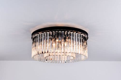 New York 8 Light Flush Black And Clear Ceiling Fitting CSB3010