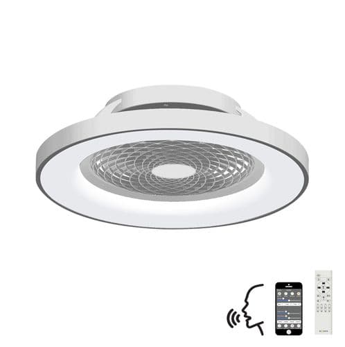 Noja LED Dimmable Ceiling Light Reversible Fan,Remote, APP & Alexa/Google Silver