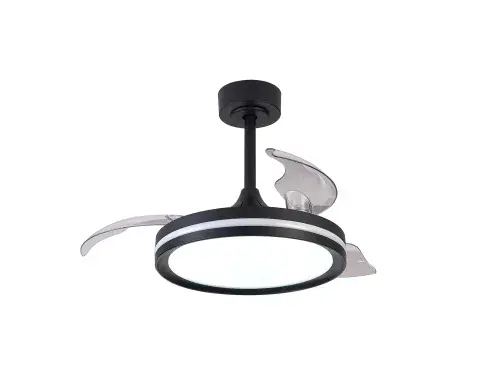 North LED Dimmable White/RGB Ceiling Light Reversible Fan, Remote Control Black