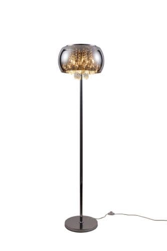 Oero 5 Light Floor Lamp Smoked Shade & Clear Crystal