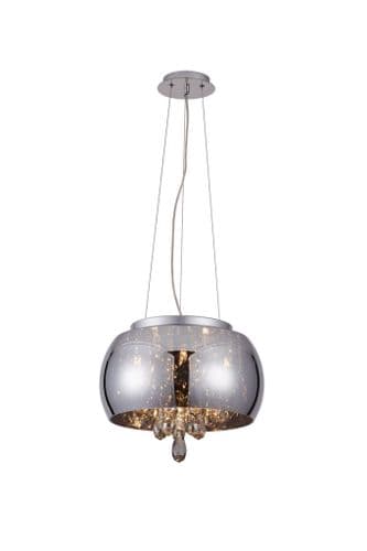 Oero 6 Light Hanging Pendant Smoked Shade & Smoked Crystal