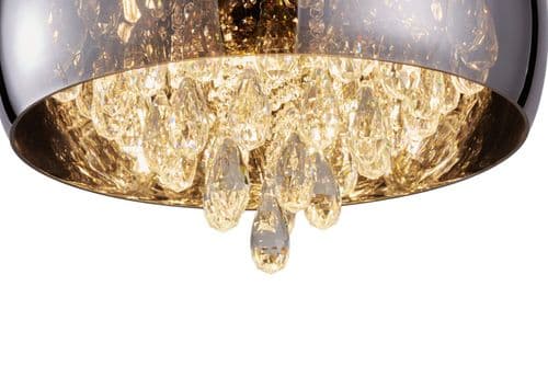Oero 9 Light Flush Smoked Shade & Clear Crystal