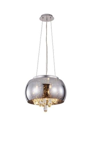 Oero 9 Light Hanging Pendant Smoked Shade & Smoked Crystal