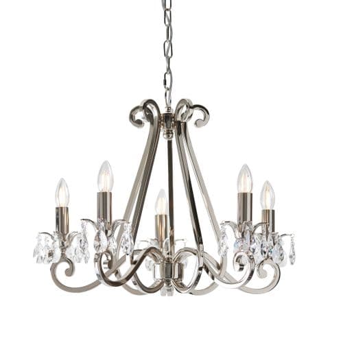Oksana nickel 5 light pendant multi arm