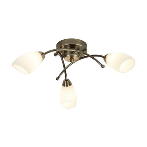 Opera 3Lt Ant/Brass Flush With Opal Glass TFB8183-3AB