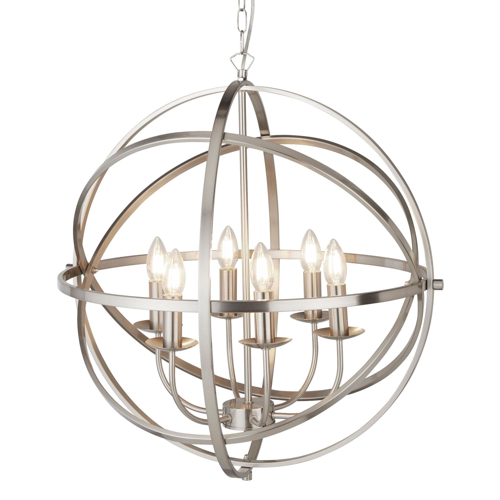 Orbit 6Lt Cage Frame Orb Pendant Satin Silver