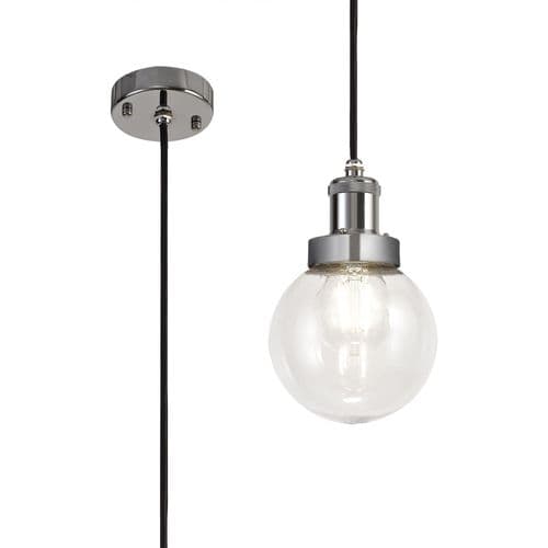Oregon 15cm Pendant 1 Light E27 IP65 Exterior Titanium Silver/Polished Chrome