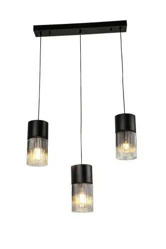 Orel Black Glass 3 Pendant Light LL8700