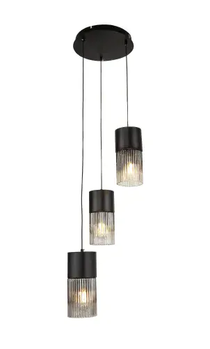 Orel Black Glass 3 Pendant Light LL8705