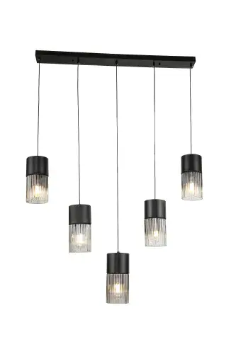 Orel Black Glass 5 Pendant Light LL8690