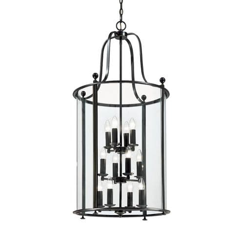 Pasillo 12 Light Lantern in Antique Bronze with Rounded Glass GSBLA7001/12