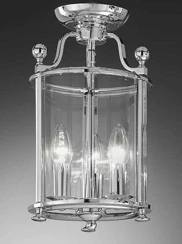 Pasillo 3 Light Semi Flush Lantern in Chrome with Rounded Glass GSBLA7000/3