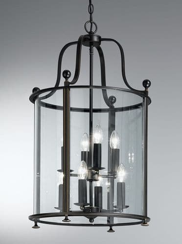 Pasillo 8 Light Lantern in Antique Bronze with Rounded Glass GSBLA7001/8