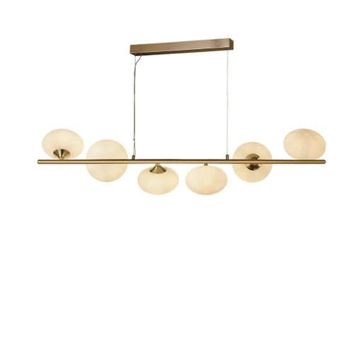 Pebble 6Lt Bar Pendant - Gold Metal & Opal TFB 94041-6GO