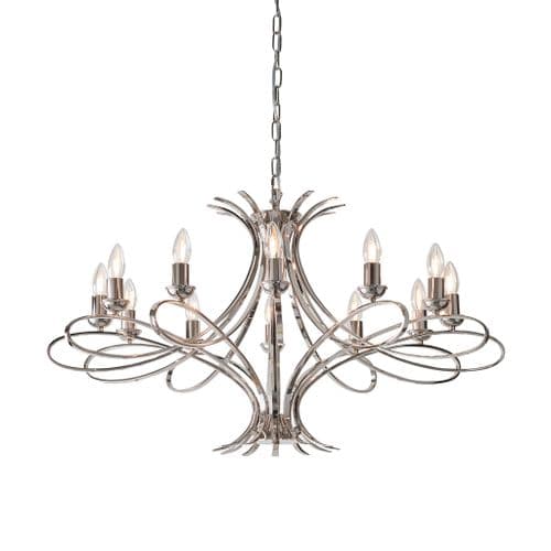 Penn nickel 12-light pendant finished in a nickel plate