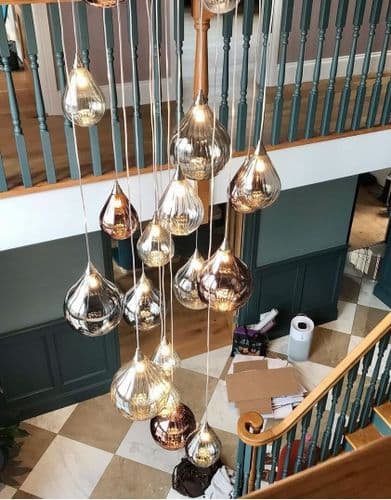 Perry 18 Light Multi Drop Large Pendant Satin Nickel GSBFL2453-18