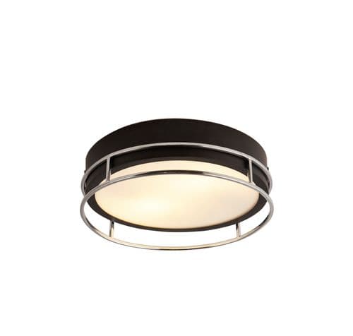 Phoenix 2Lt Flush - Black, Chrome Metal & Frosted Glass