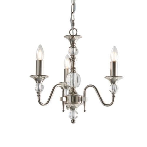 Polina nickel 3-light pendant Finished in a polished nickel plate adorned with k9 crystal glass
