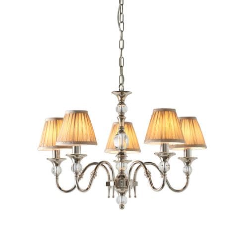 Polina nickel 5-light pendant Finished in a polished nickel plate
