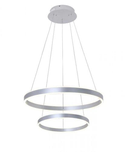 Prbital 80w LED Twin Pendant in Brush Silver, Brushed Silver with Remote Control