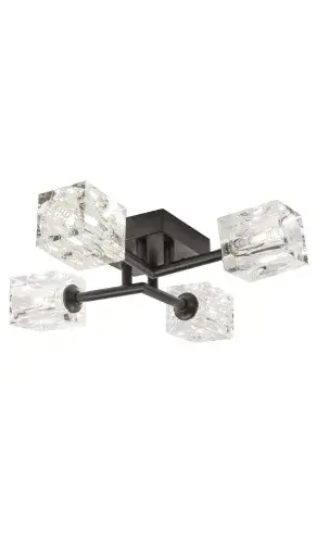 Prism 4 Crystal Blocks Black Ceiling Light LL8769