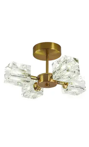 Prism 4 Crystal Blocks Copper Ceiling Light LL8770
