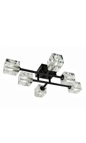 Prism 6 Crystal Blocks Black Ceiling Light LL8765