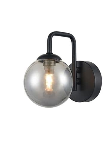 Prophecy 1 Up Light Wall Bracket Matt Black with Smoked Glass GSBFL2438-1
