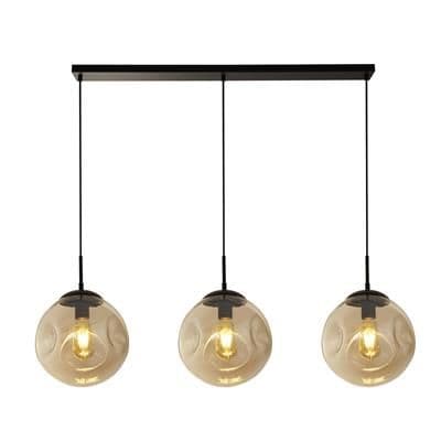 Punch 3 Light Bar Pendant Black Metal & Champagne Punched Glass TFB22123-3BK