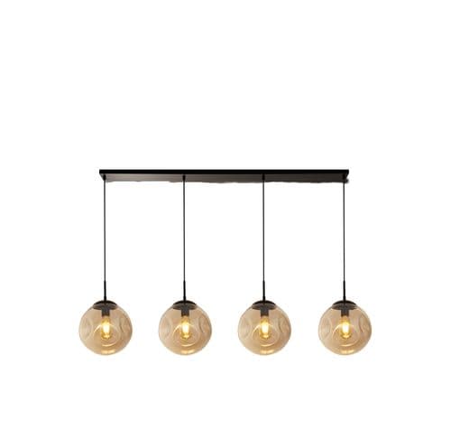 Punch 4Lt Bar Pendant- Black Metal & Champagne Punched Glass