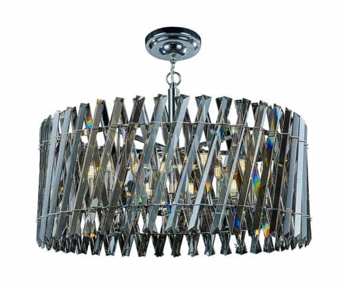 Ruartz 12 Hanging or Flush Chrome Pendant with Smoked Crystals
