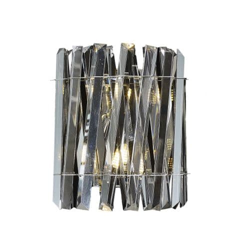 Ruartz 2 Light Chrome Wall Light with Smoked Crystals
