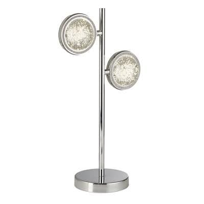 Quartz 2lt Table Lamp - Chrome & Bubble Glass